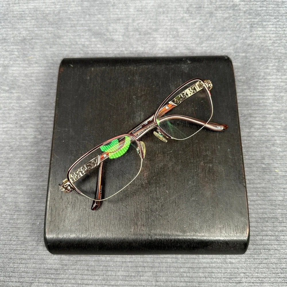 Sophia Loren Zyloware BEAU RIVAGE 63 Burgundy Gold Semi Rimless Eyeglasses 135
